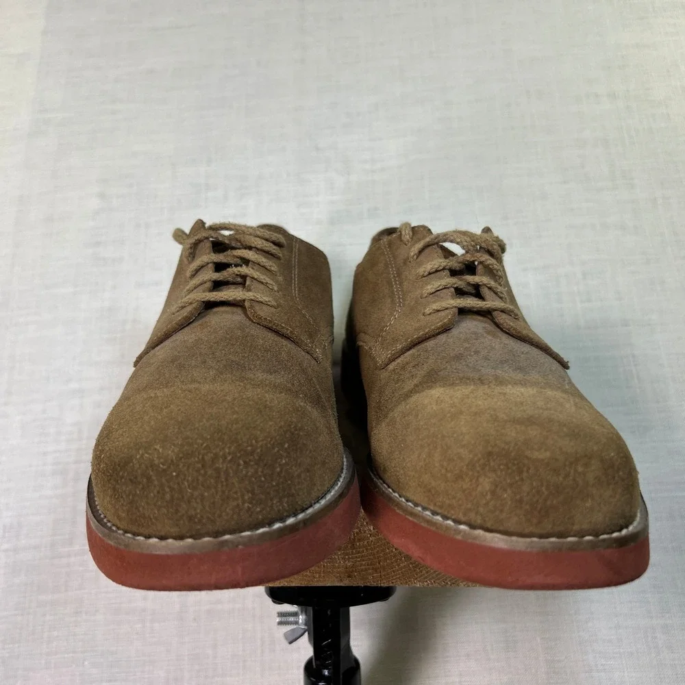 G.H. Bass Suede Leather Oxford  Men's 10 Brown Buc Suede Red Brick Sole CASUAL‎